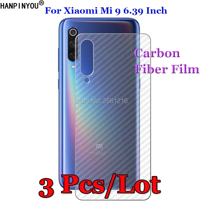 

3 Pcs/Lot For Xiaomi Mi 9 Mi9 6.39" 3D Non-slip Clear Carbon Fiber Back Film Screen Protector Protective Sticker