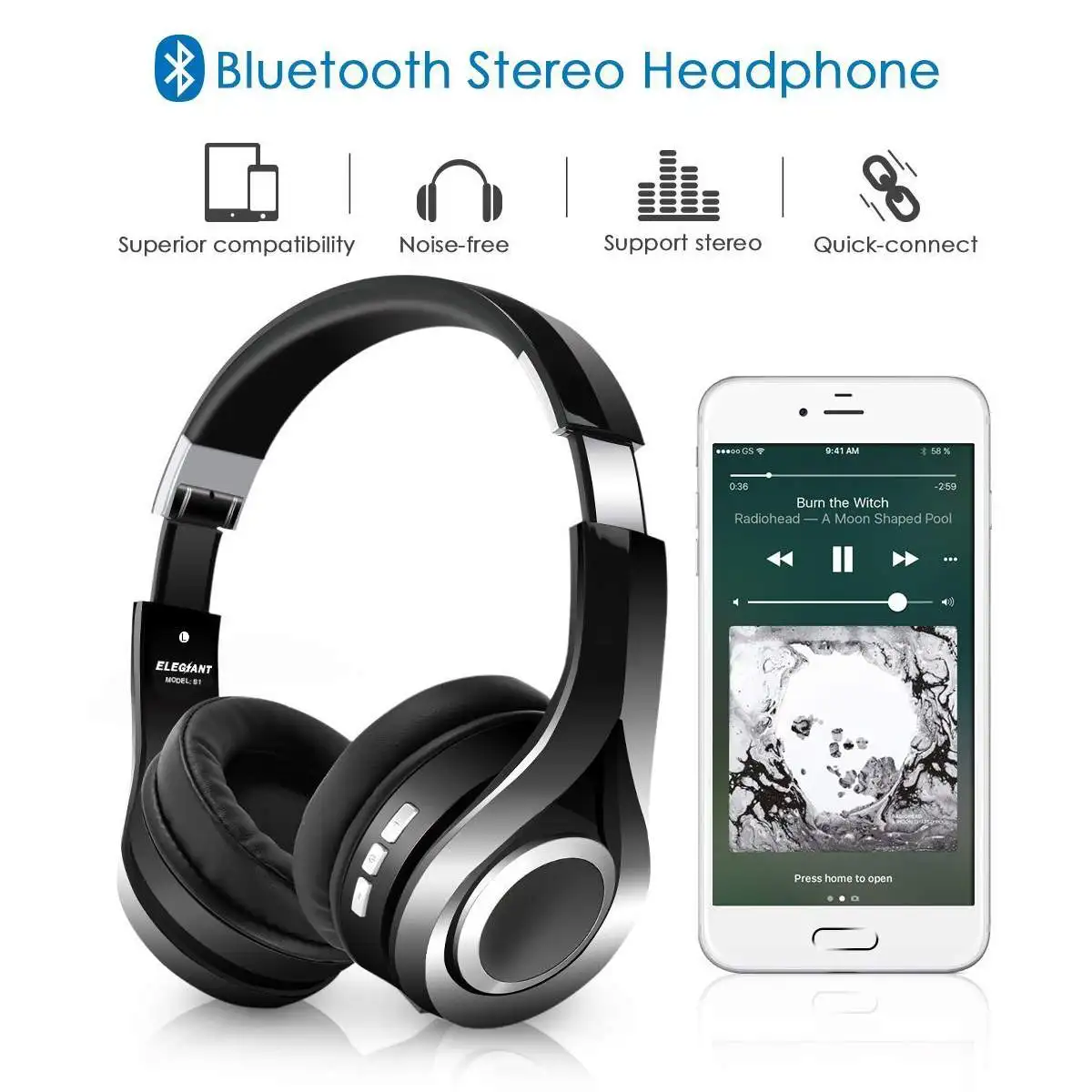 ELEGIANT S1 за ухо Беспроводной наушники гарнитура Hi Fi стереонаушники складные с