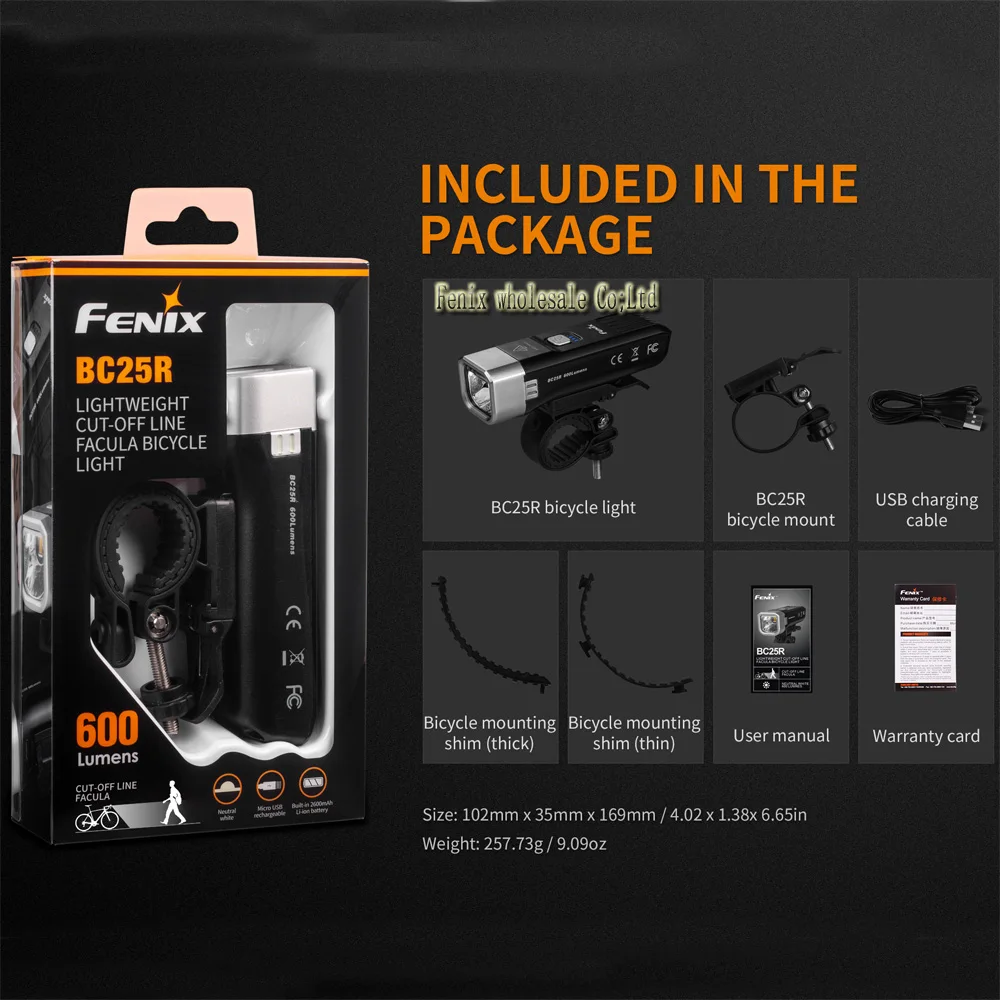 Fenix BC25R светодиодный велосипедный светильник высокой интенсивности USB зарядное