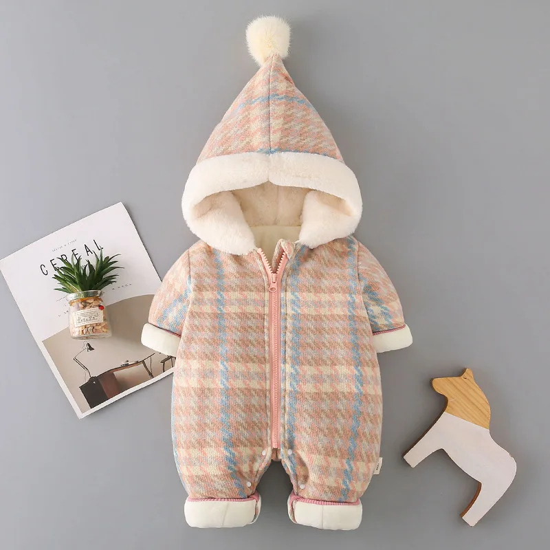 Newborn Infant Rompers 2018 Winter Baby Girl Boy Romper Jumpsuit Costume Kids Children Warm Thick Lattice Cotton Coats | Детская одежда
