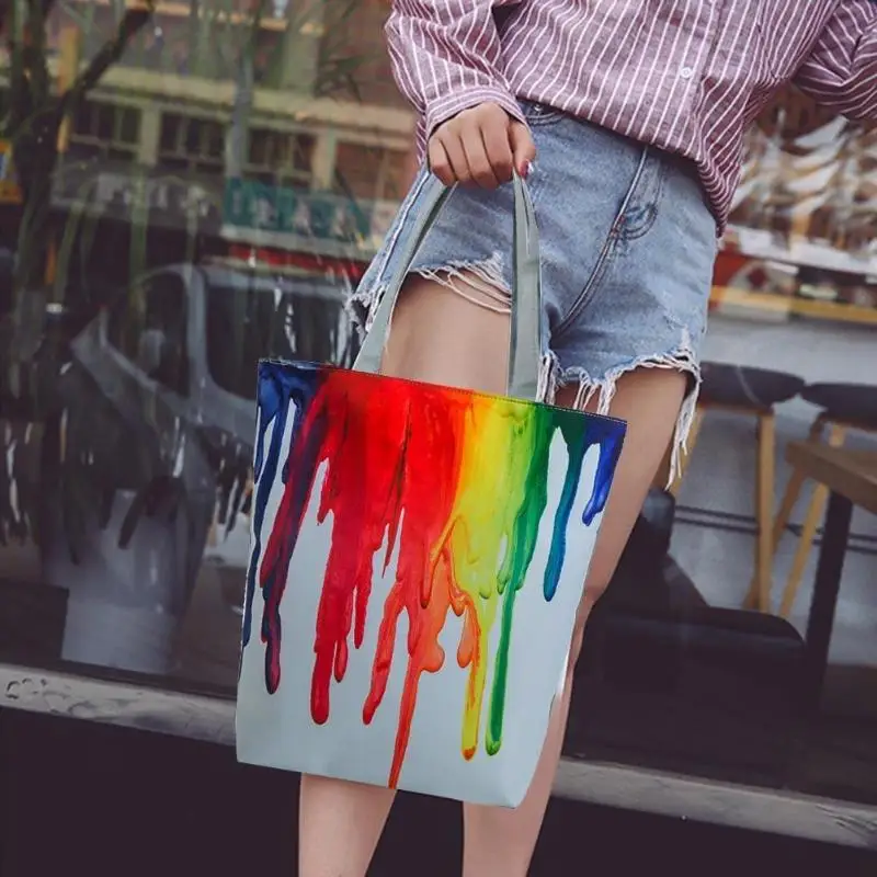 2019 New Casual Women Large Capacity Canvas Tote Bag Paint Floral Print Female Ladies Top-handle | Багаж и сумки