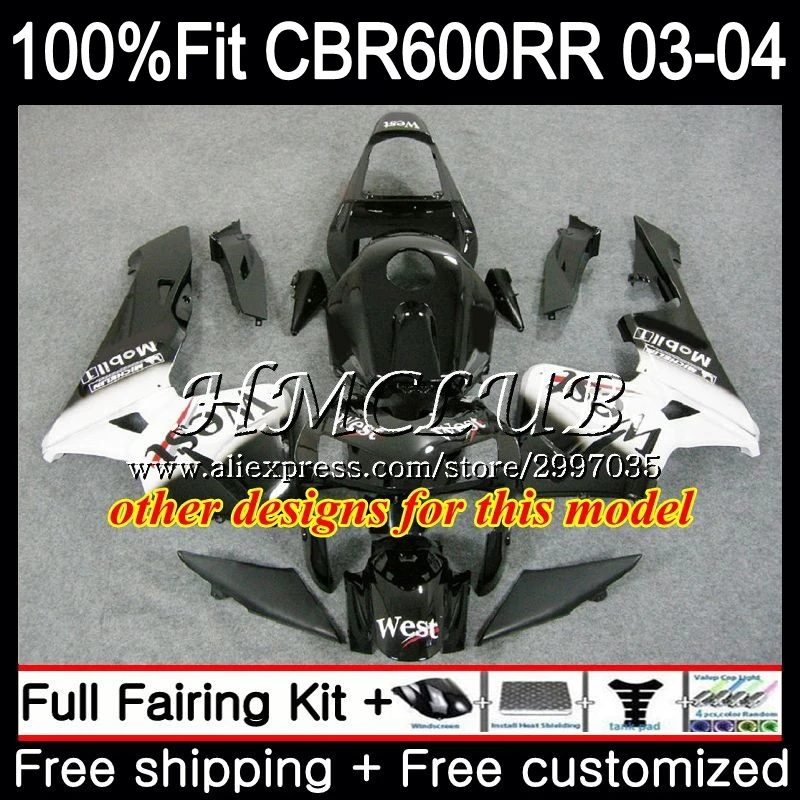 Обтекатель для HONDA CBR 600RR 600F5 черный белый CBR600 RR 2003 2004 79HC.17 CBR600RR F5 03 04 CBR600F5 600 |