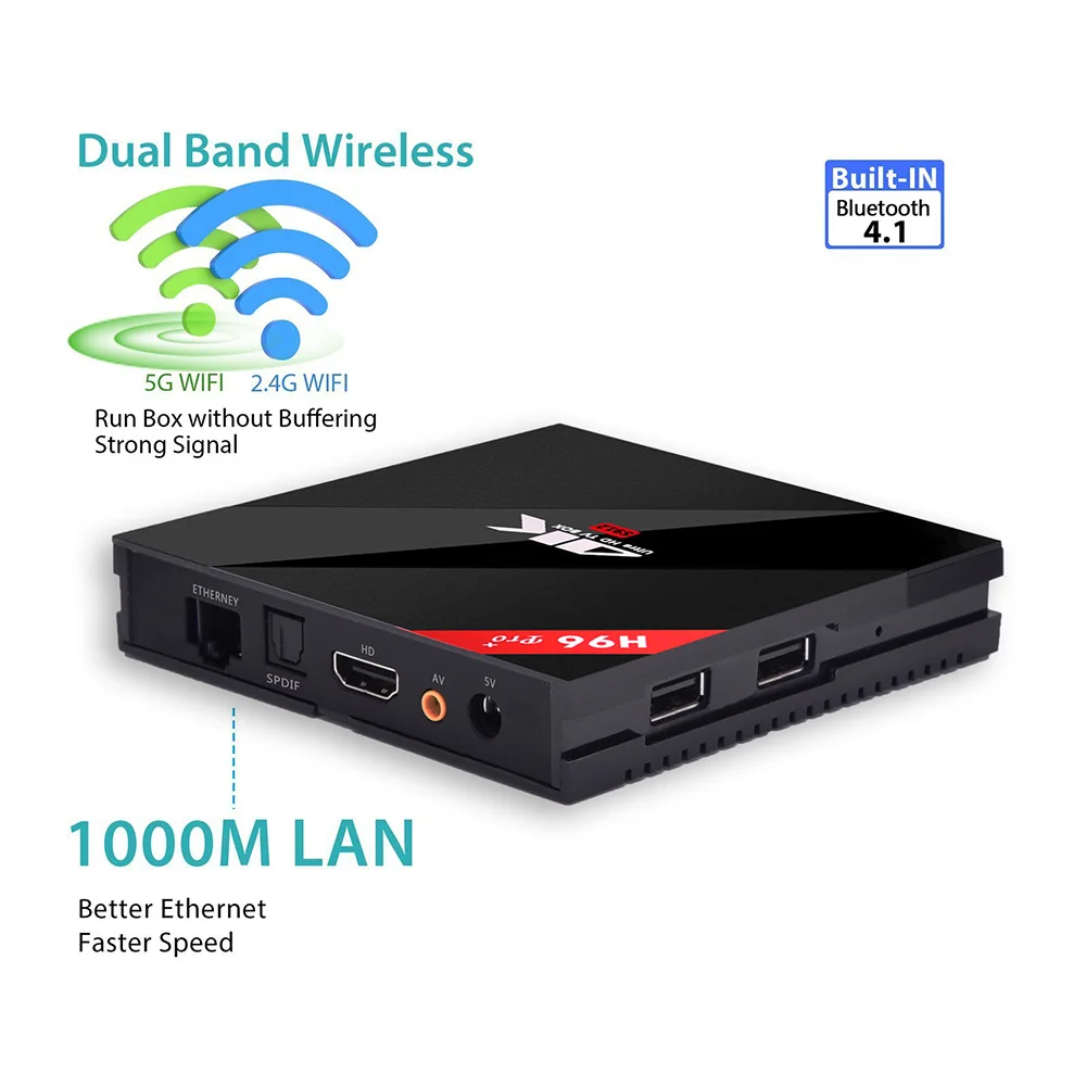 Оригинальный H96 PRO + Plus Smart TV Box Amlogic S912 Восьмиядерный 2 ГБ/16 ГБ 3 ГБ/32 Android 7 1 Bluetooth4.1