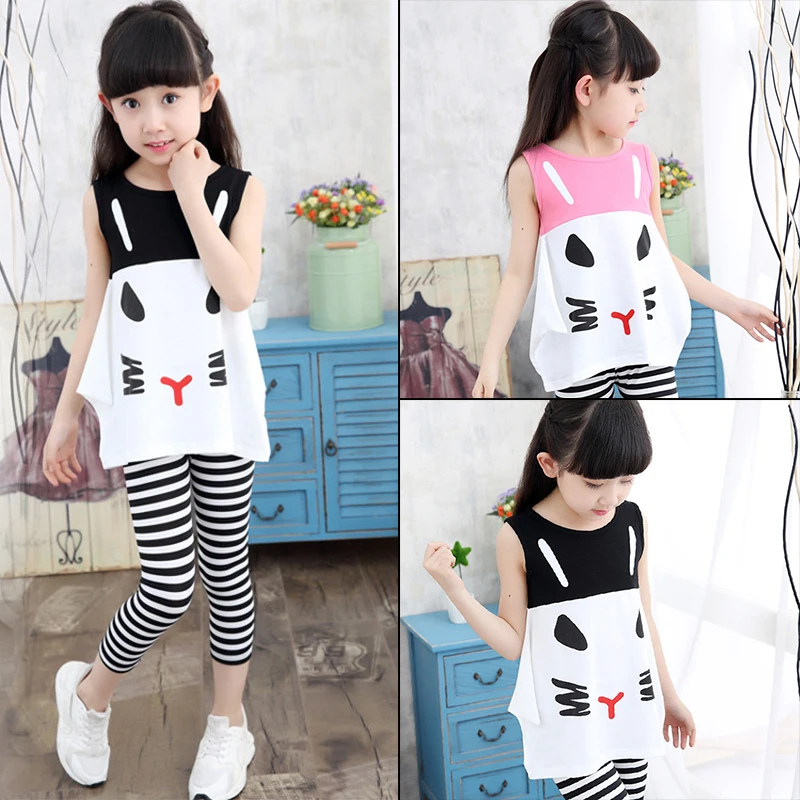 Новый модный детский повседневный летний милый комплект из 8/600 топа с круглым