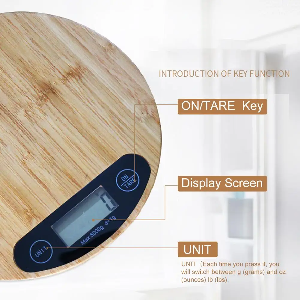 Bamboo Wood Panel Electronic Kitchen Scale Pression To 1g Food Pastry Pouder Suger Salty Medicinal Materials Measuring Tools | Дом и сад