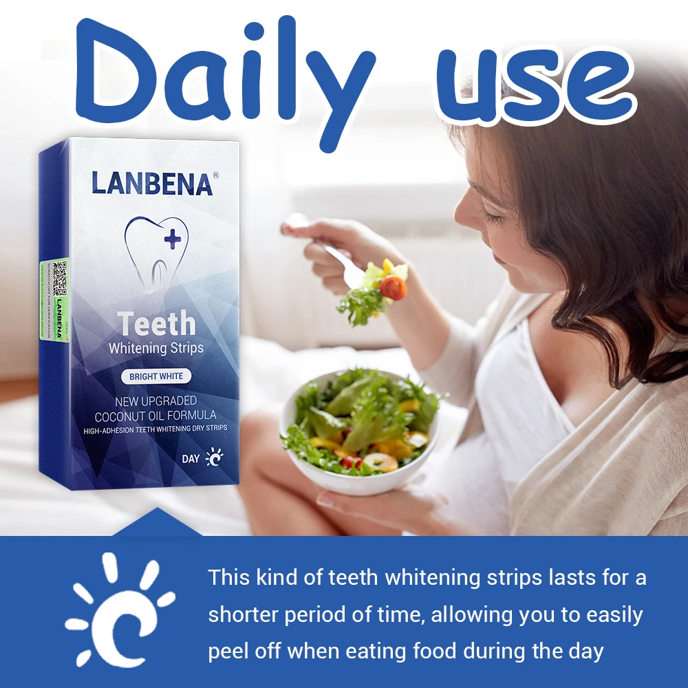 Lanbena отбеливание зубов полоски ежедневное использование + ночная гигиена полости