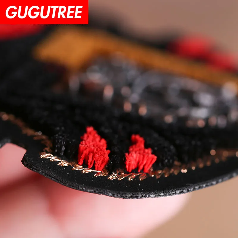 Металлическая нашивка с вышивкой GUGUTREE нашивки Пчелкой короной драконом