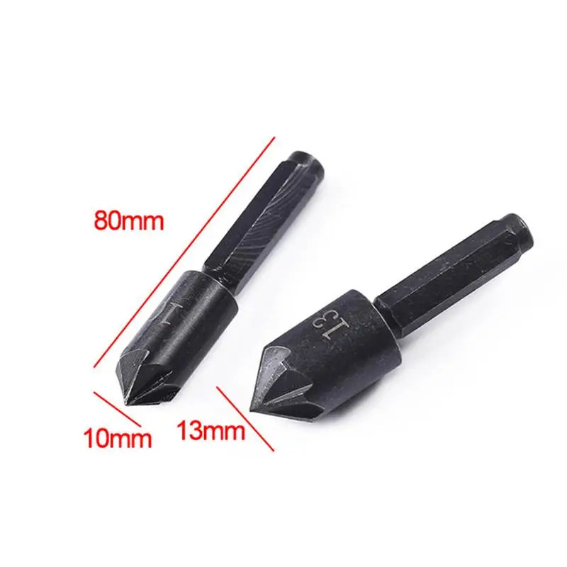

2 PCS 7 Flute Countersink Drill Bit Black Hex Countersink Boring Set For Wood Metal Quick Change Drill Bit Tool