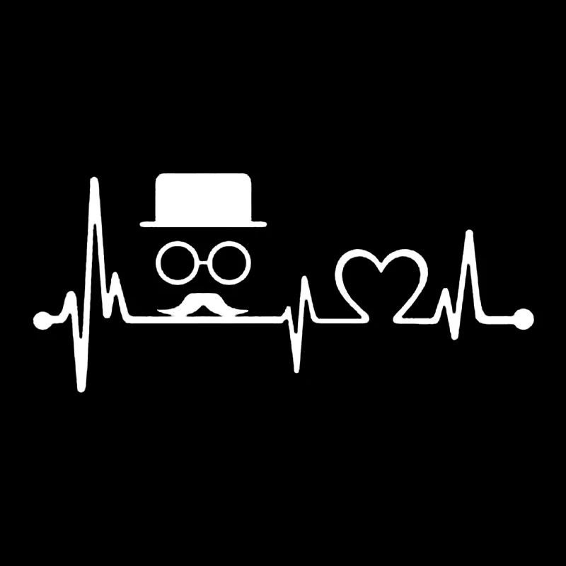 20.3cm*8.9cm Hipster Top Hat Moustache Heartbeat Lifeline Stickers Motorcycle | Автомобили и мотоциклы