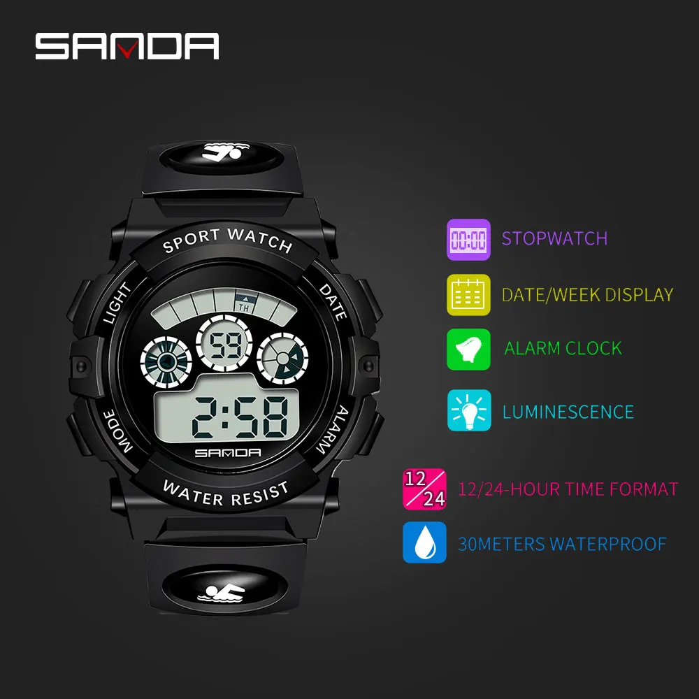 SANDA Waterproof Luminescence Digital Watch S-Shock Fashion Watches Men Sport Outdoor Military Men'S | Наручные часы
