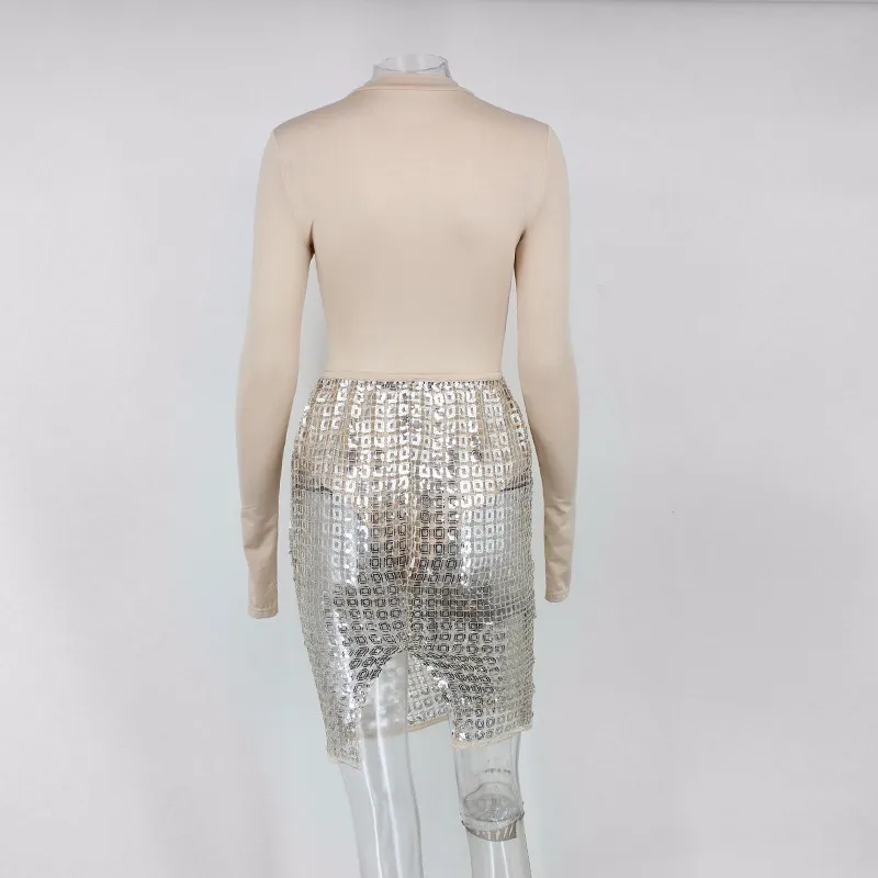 Женское платье с блестками Slaygirl осенне-зимнее Клубное длинным рукавом для