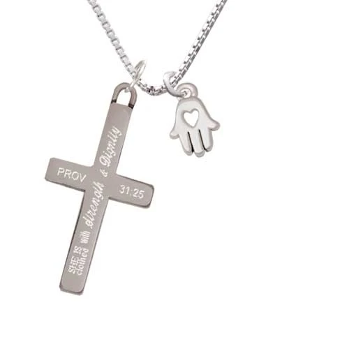 Small Heart Hamsa Hand - Strength and Dignity Cross Necklace | Украшения и аксессуары