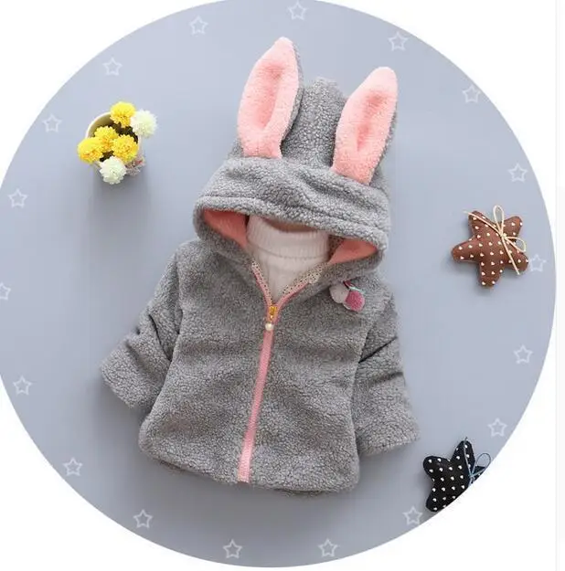 Новинка 2018 года осенне-зимнее пальто хлопковые детские куртки с заячьими ушками