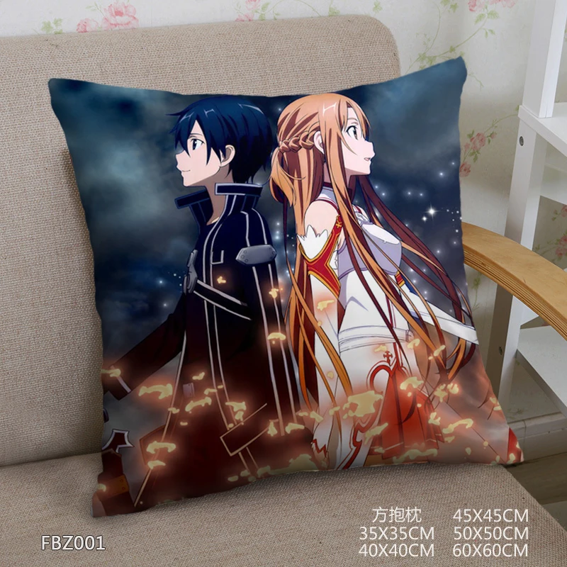 

Japanese Anime Home Textile Two Sided Square Pillow Case sword art online Dakimakura Pillowcase Body Pillow Cover