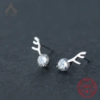 delicate wholesale japan korea style 925 sterling silver fashion cute sweet diamond antlers stud earring women jewelry