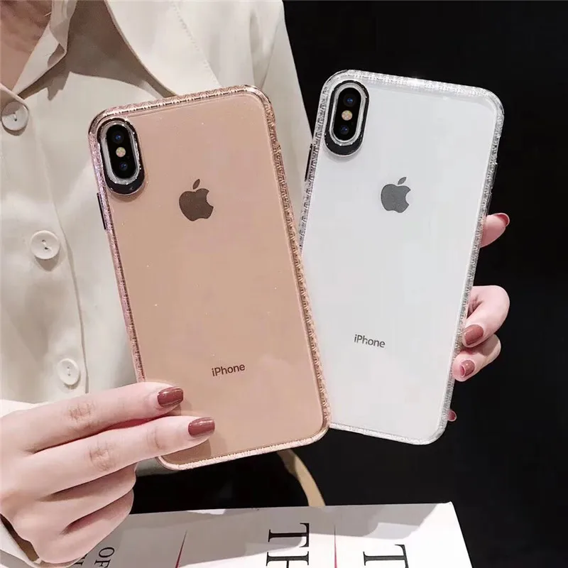 Lovebay Transparent Cases For IPhone X XS MAX XR 8 7 6 6S Plus Soft Luxury Glitter TPU Covers Shockproof Shining Back Shell Capa |