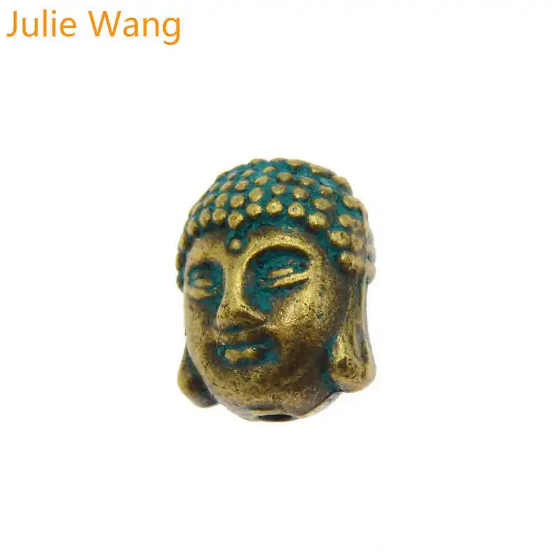 Julie Wang 2 20 шт. Античная патина бронза Будда голова бусины сплав разделенные шармы