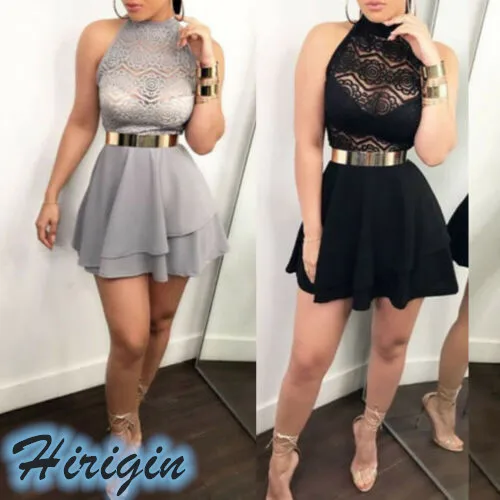 Женские летние платья сексуальное кружевное мини-платье без рукавов вечерние