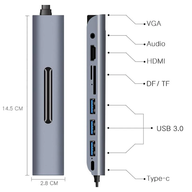 AABB-3 Usb C 3 0 на Pd концентратор Алюминиевый многопортовый адаптер с 4K Hdmi Sd Tf