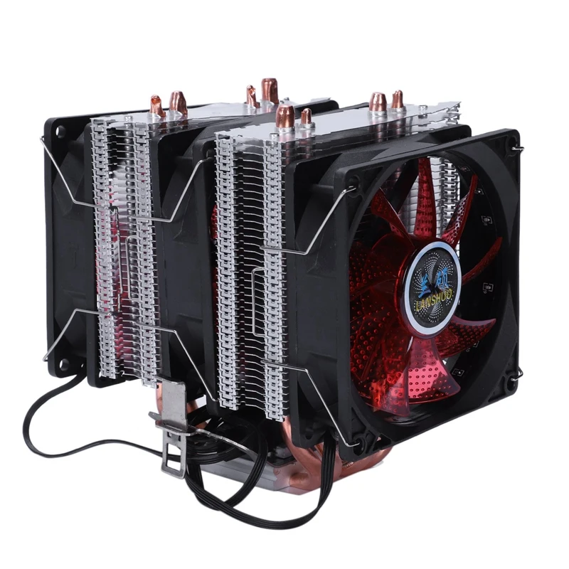 LANSHUO 4 тепловая труба провода со светом три вентилятора Cpu вентилятор Радиатор для