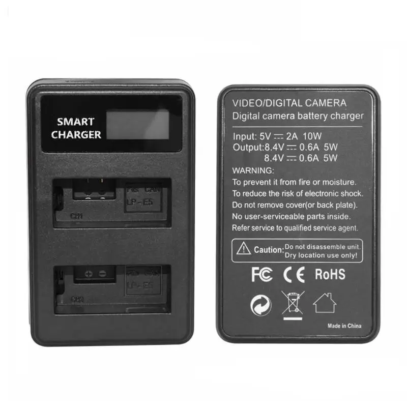 Эффективная двойная Зарядное устройство для Canon LPE5 LP-E5 LP ЖК-дисплей двойной Порты