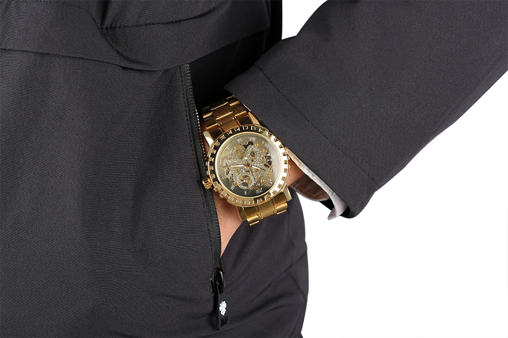 

Automatic Self-Wind Watch Stainless Steel Mechanical Watches Men Gold Color Luxury Timepieces Casual Clock Gifts reloj hombre