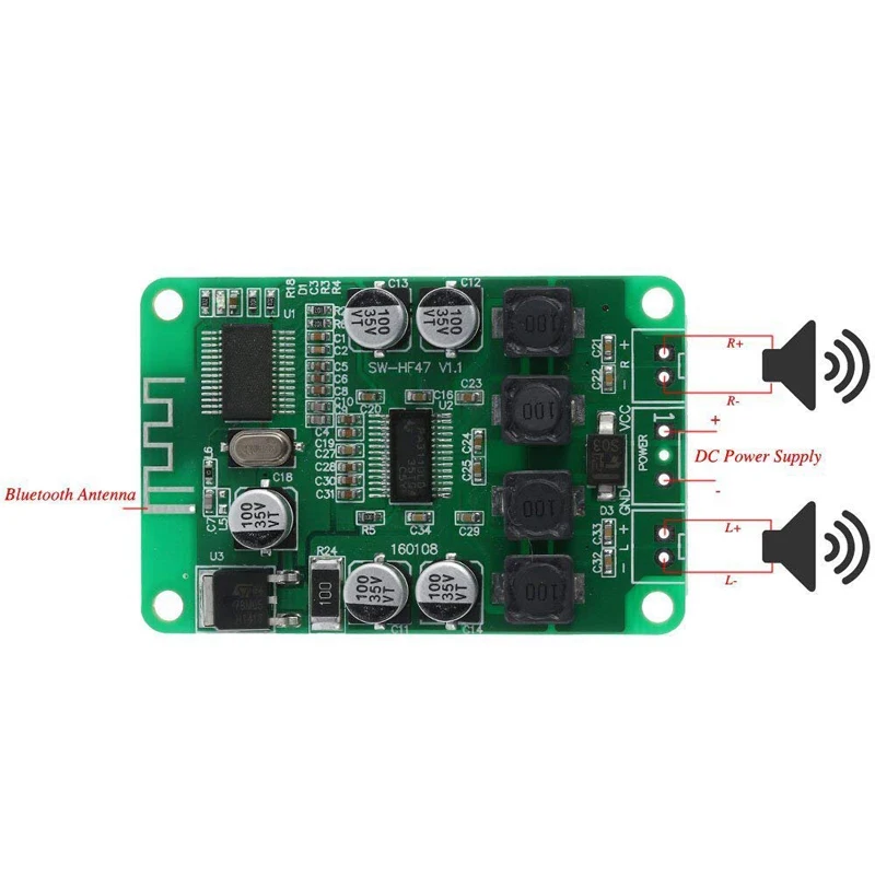 TPA3110 2x15 Вт Плата усилителя мощности Bluetooth двухканальный Amp модуль для 4/6/8/10 Ом
