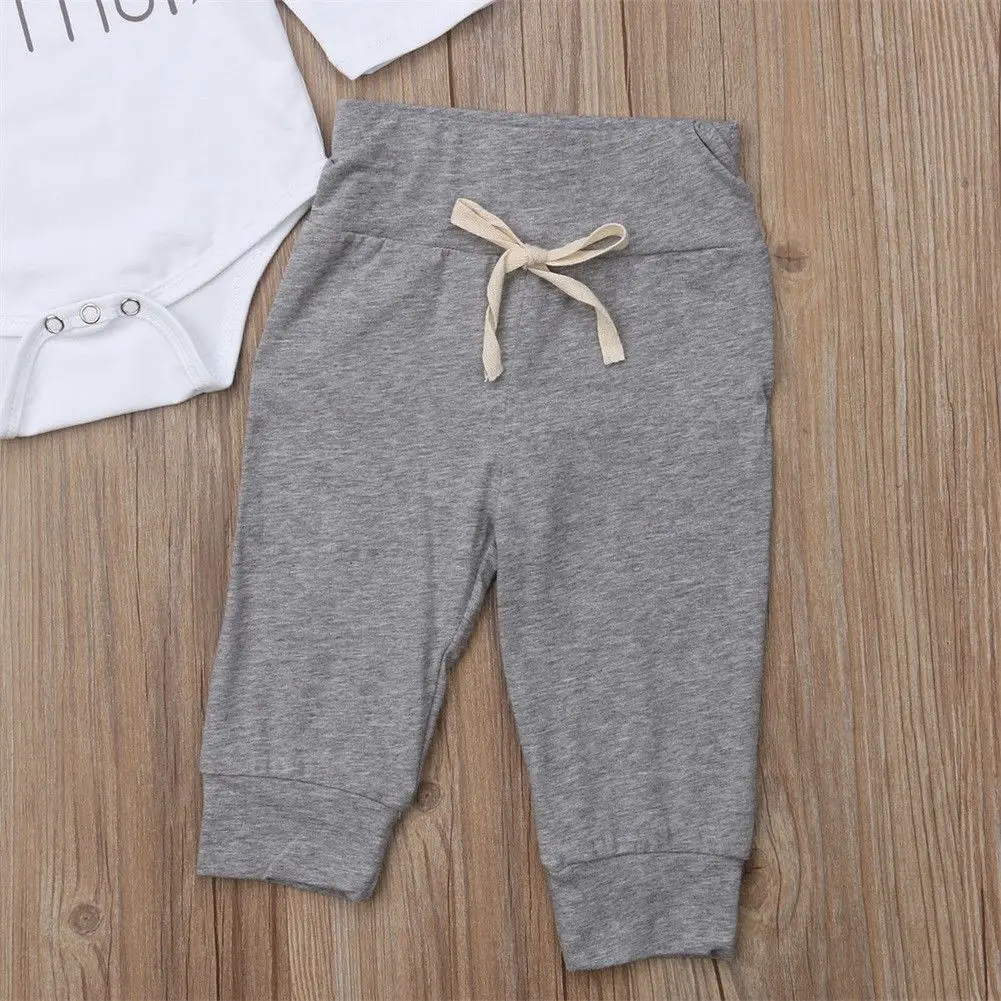 3 pieces Long sleeve Little Brother Print Bodysuit Solid Pant Set For Baby Boy Spring Autumn Clothes |