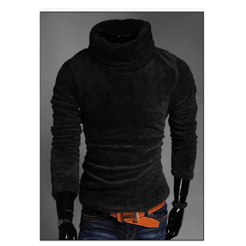 Мужской бархатный флисовый свитер пуловер Blusa с высоким воротником трикотажный
