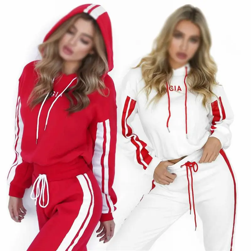 Модные одноцветная полоска короткий пояс Толстовка повседневное спортивный