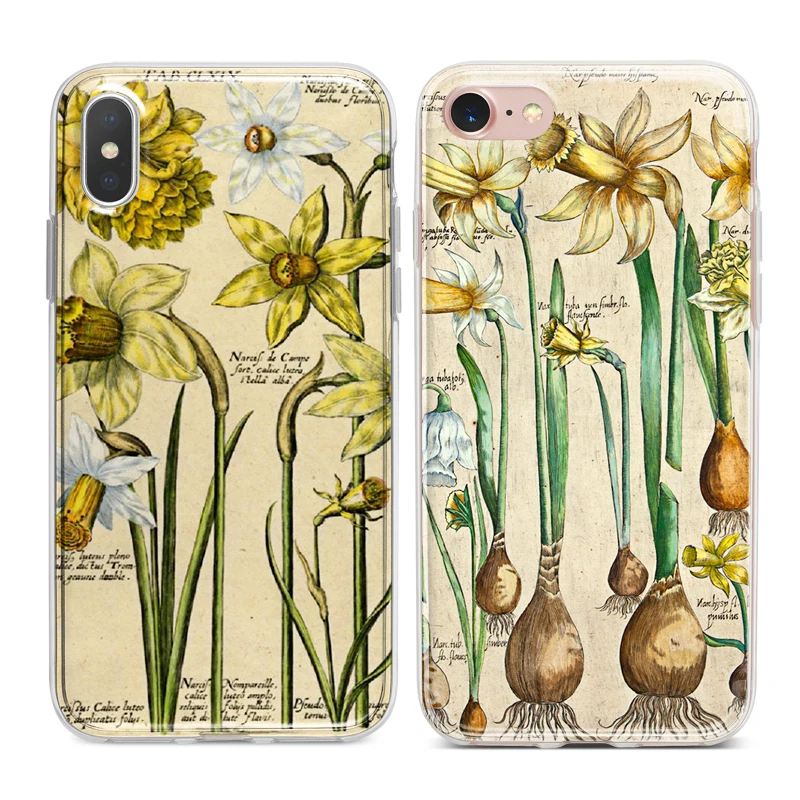 Нарцисс Botanical Art Capa мягкие ТПУ Силиконовые чехлы для телефонов iPhone XS Max XR 7 8 6 S Plus 5s 5
