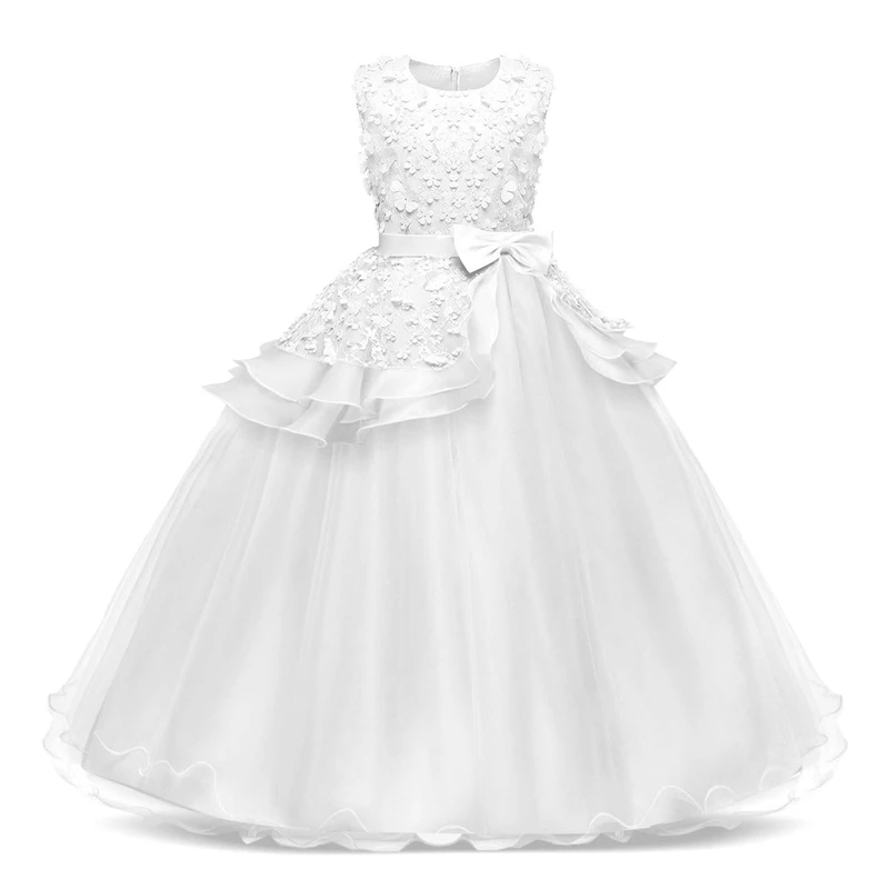 AmzBarley Girls Floral Princess Dresses Kids Sleeveless Long Wedding Party Prom Ball Gown teenager tutu dress formal clothes | Детская