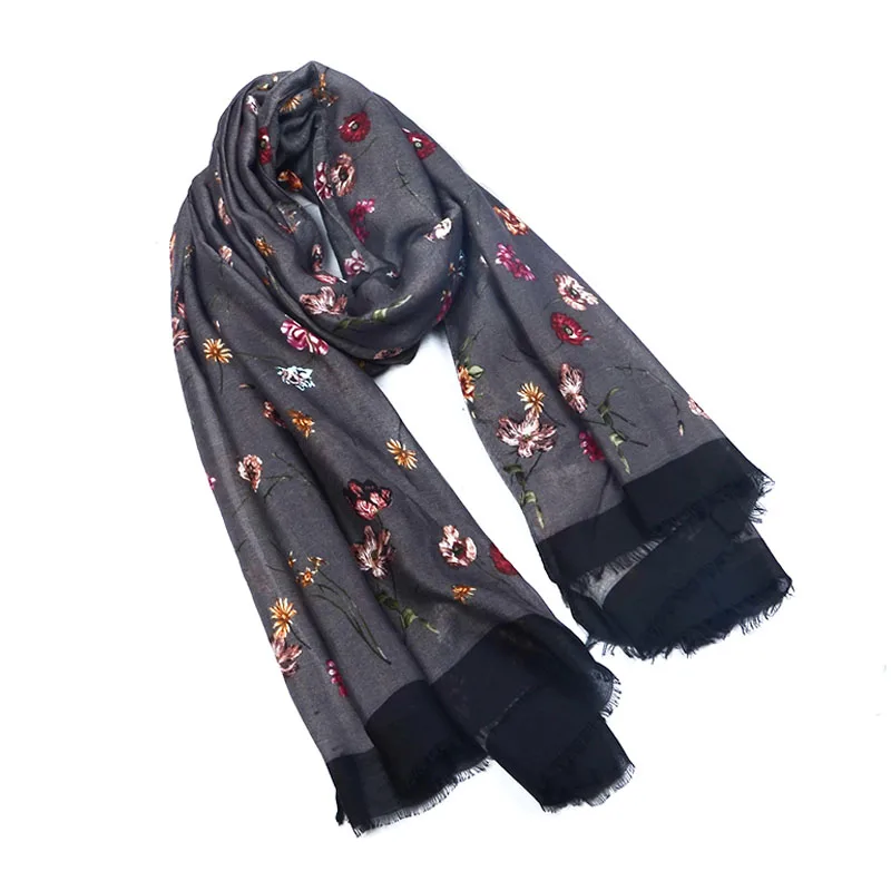 Элегантный женский шарф с цветочным принтом теплые шарфы шали роскошные