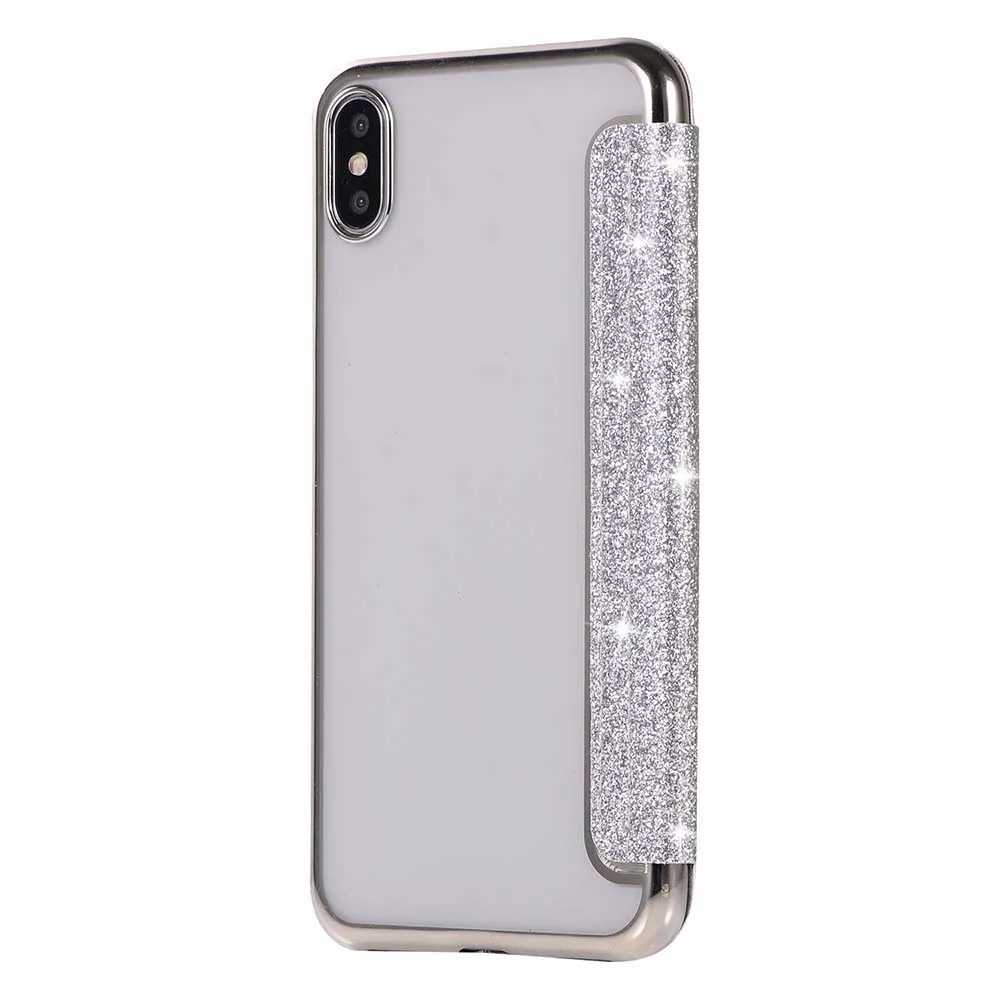 Kisscase Украшение Блеск кожа флип чехол для samsung Galaxy S9 S8 плюс S7 Край Ясно Soft задняя