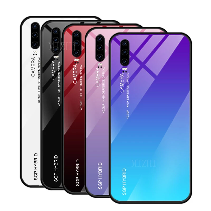 Чехол из закаленного стекла с градиентом для Huawei P30 Pro Huwei Lite P 30 Light 30Pro Aurora
