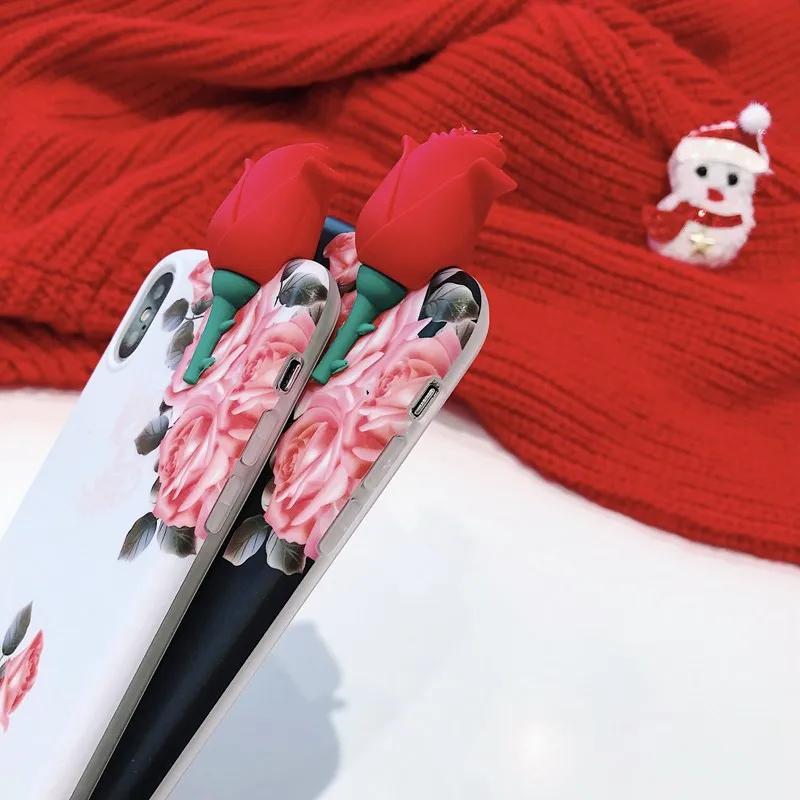 STROLLIFE 3D Rose Flower Phone Case for iPhone XS Max XR Retro Couples Cover IPhone8 6s 7Plus Exotic Floral Soft Back Shell |