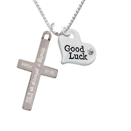 Large Good Luck Heart - Strength and Dignity Cross Necklace | Украшения и аксессуары