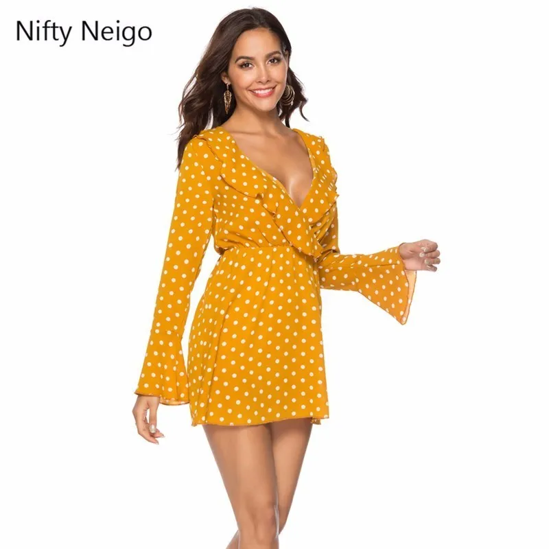 Nifty Neigo богемное женское летнее платье с оборками глубоким v образным вырезом