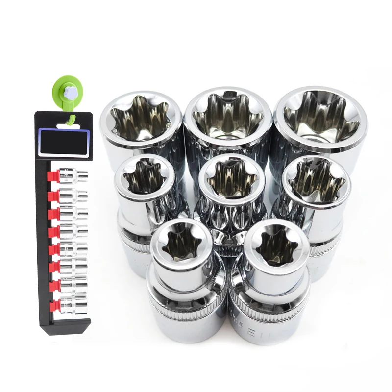 Новый крепящийся 8 шт 1/2 дюйма Torx Star Socket Set E Type E10 E11 E12 E14 E16 E20 E22 E24 ручной инструмент