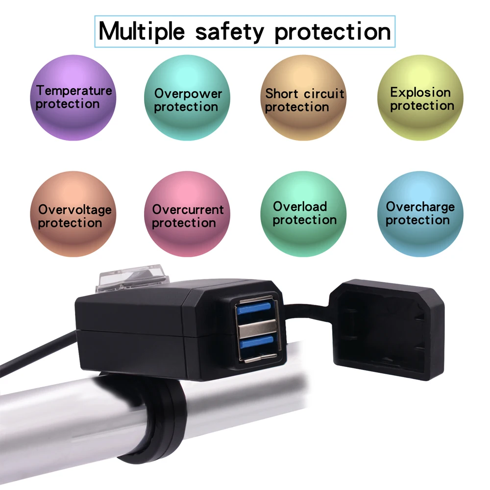 Мото оборудование универсальное 3.0qc USB зарядное устройство для мотоцикла двойной