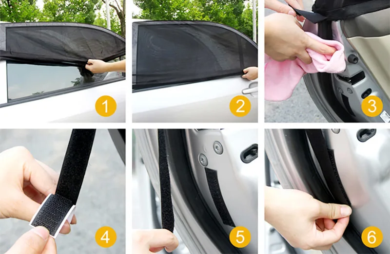 SPEEDWOW 2pcs Black Car Window Cover Rear Sun Shade Sunshade UV Protection Dust Visor Curtain Parts | Автомобили и мотоциклы