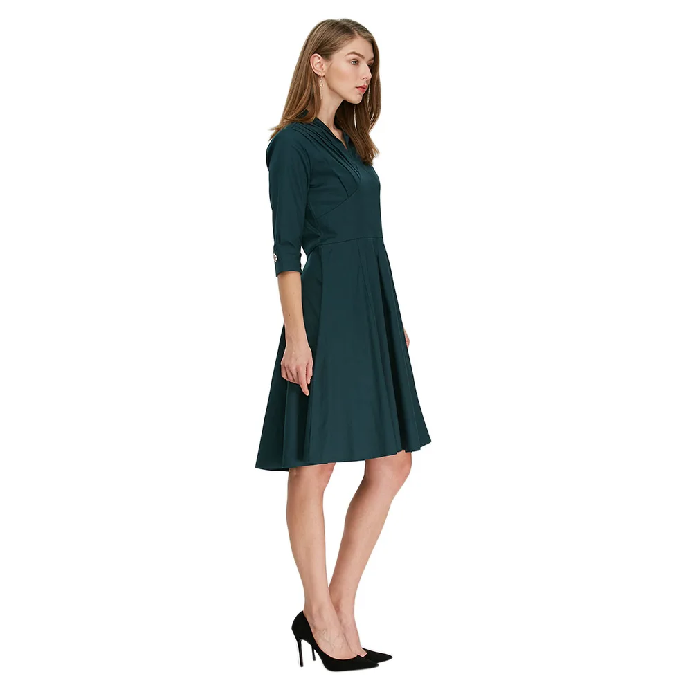 A-Line Summer Midi Dress Elegant Plain Fit And Flare Women Modern Office Lady Work Evening Party Shirt Dresses On Sale | Женская одежда