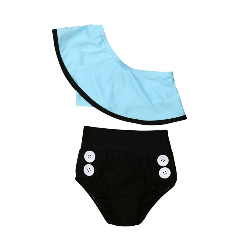 Летний детский купальник комплект бикини для девочек на одно плечо танкини