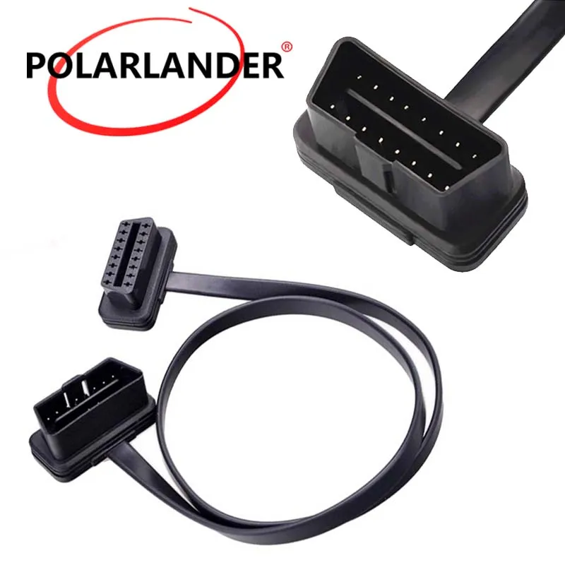

wholesale Black 16 Pin Flat Thin OBD2 Adapter Extension elm327 Male to Female Car Diagnostic Cable with Switch 60cm