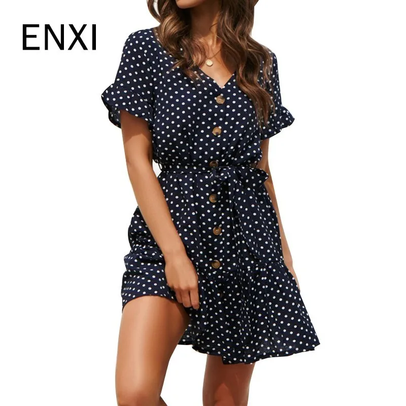 ENXI Chiffon Dot Maternity Dress Summer Wear 2019 New Fashion Premama Dresses For Pregnant Women Pregnancy Clothing | Мать и ребенок