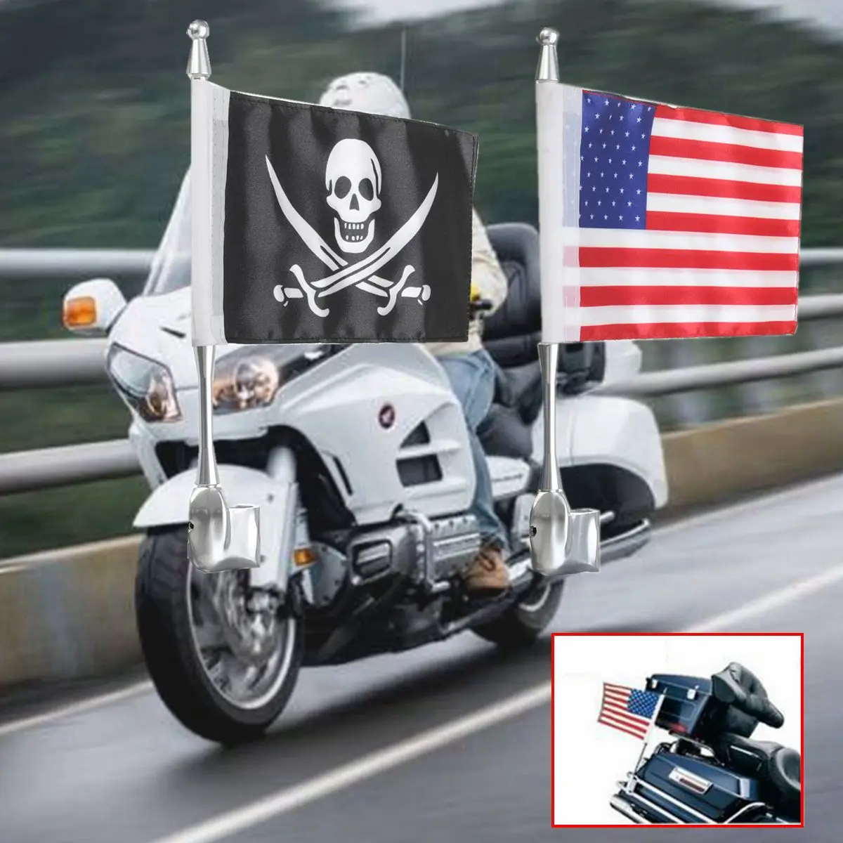 Багажная стойка для мотоцикла вертикальный флаг украшение сделай сам Honda GoldWing