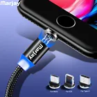 Магнитный светодиодный кабель Marjay для Samsung, кабель Micro USB Type-C для телефона iPhone X, Xr, Xs Max, 1 м, 2 м, 2A, быстрая зарядка, магнитное зарядное устройство