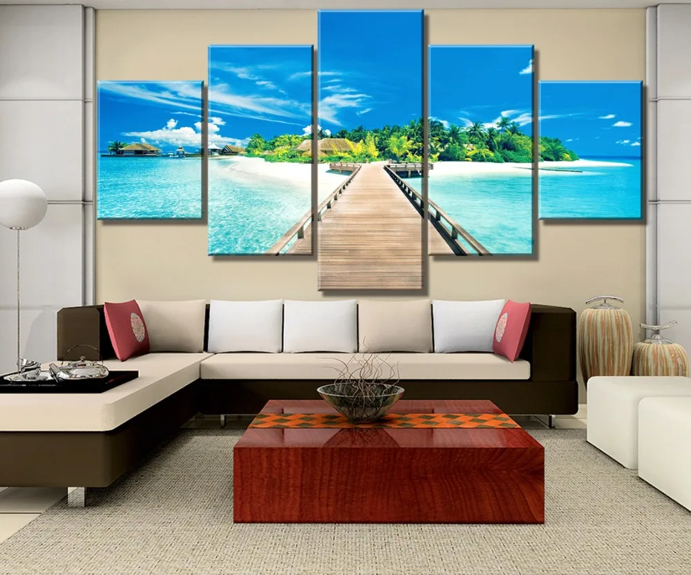 5 Piece HD Print Bridge To Forest Paradise Picture Cuadros Landscape Canvas Wall Art Home Decor For Living Room Painting | Дом и сад