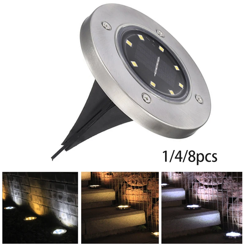 

Solar Powered Ground Light Waterproof Garden Pathway Deck Lights With 8 LEDs Solar Lamp For Home Yard Driveway Lawn Road