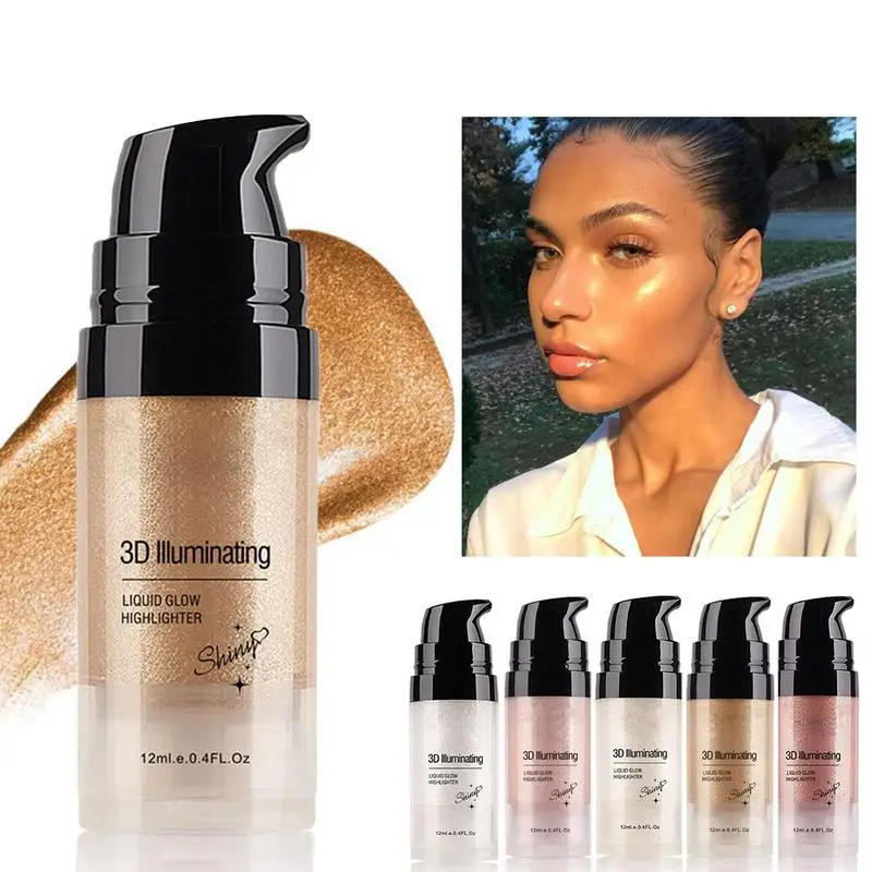 5 видов цветов Хайлайтер для лица макияж Гладкий мерцающий Сияющий жидкий